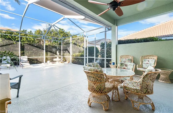 View of patio / terrace featuring a ceiling fan, and outdoor dining area