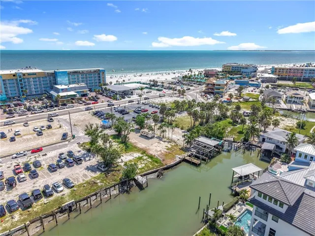 Aerial view of a nearby body of water