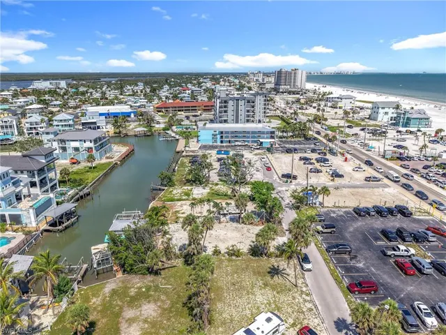 Aerial view of a nearby body of water