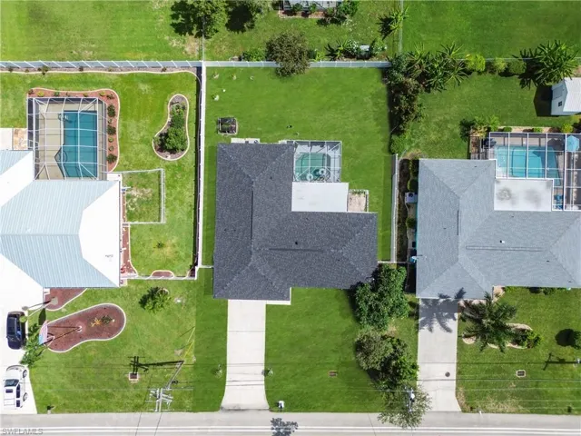 Drone / aerial view of a pool area