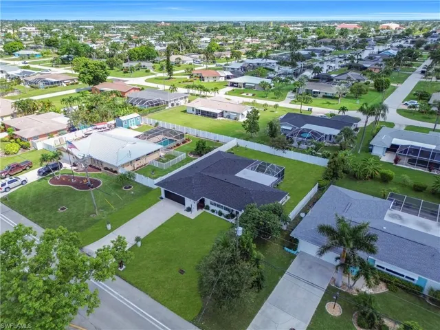 Aerial perspective of suburban area