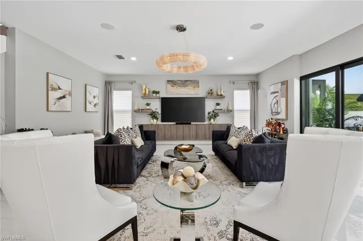 Living room featuring recessed lighting