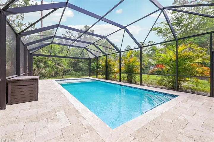 Heated saltwater pool with sun shelf