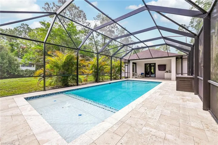 Heated saltwater pool with sun shelf