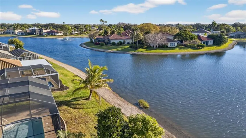 Bird's eye view of a nearby body of water