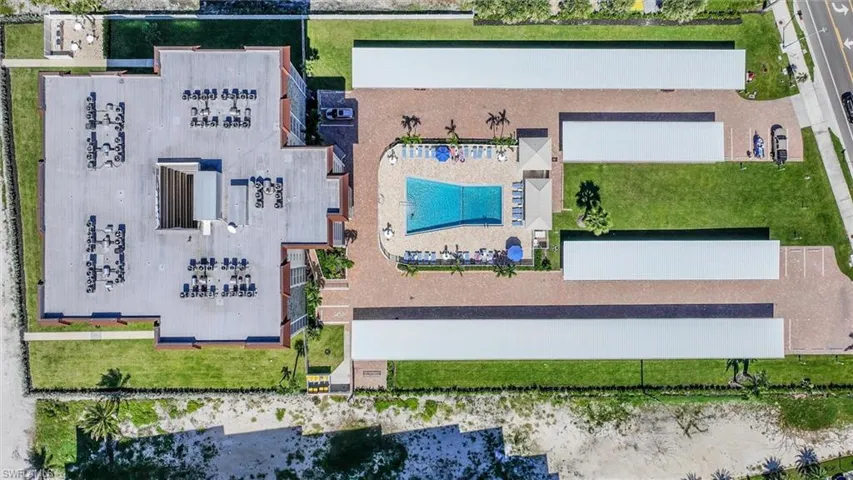 Drone / aerial view of a pool