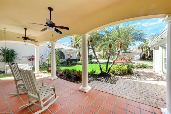 View of patio / terrace with a ceiling fan
