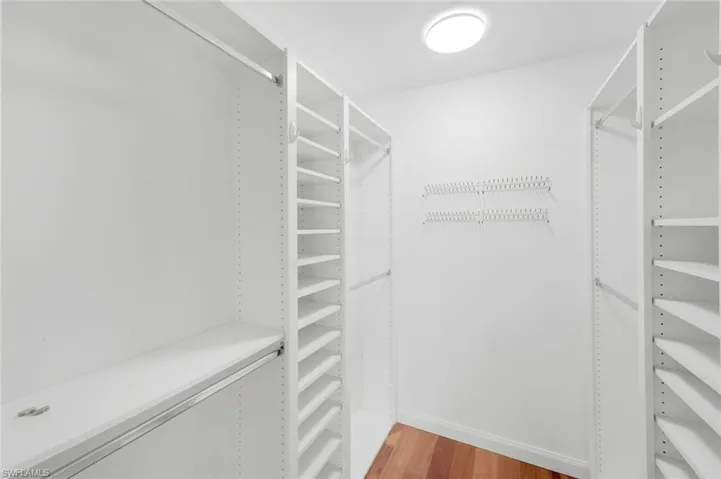 Spacious closet with light wood-style flooring