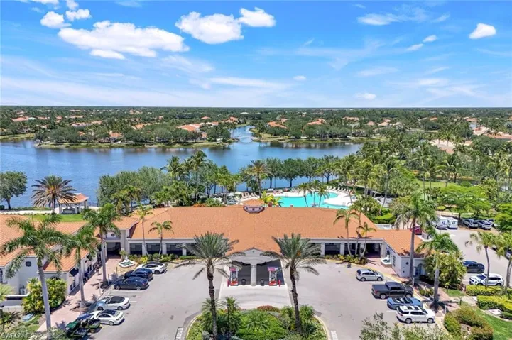 Aerial view of a pool area
