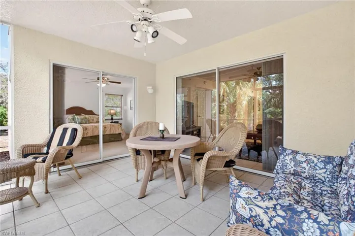 The lanai is roomy enough for dining and lounging, and accessible from both the living area and the primary bedroom.