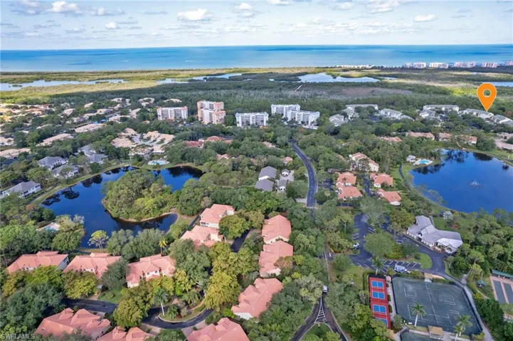 Aerial view of Bay Forest, looking west toward the Gulf.