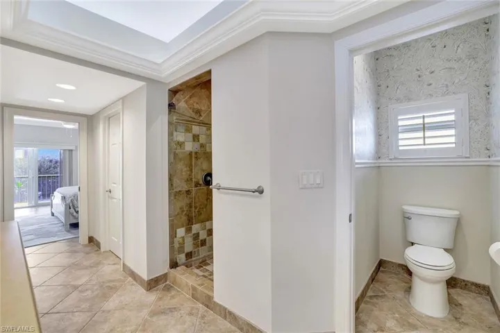 Walk in shower and private water closet in master bathroom
