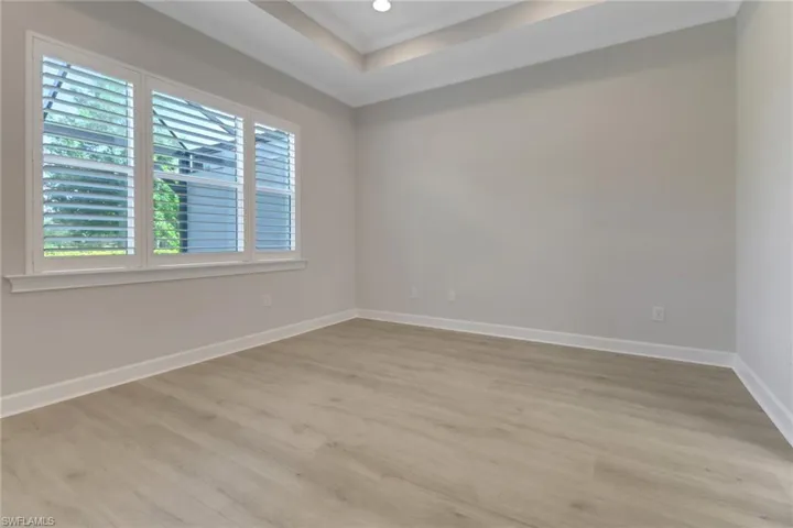 Empty room featuring a wealth of natural light, baseboards, and light wood-style floors