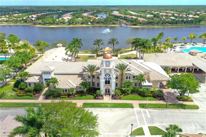 Bird's eye view of a nearby body of water