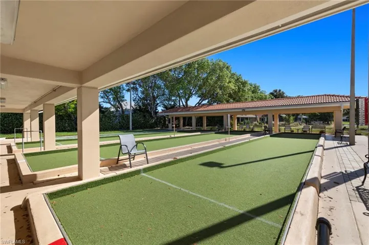 View of bocce ball courts