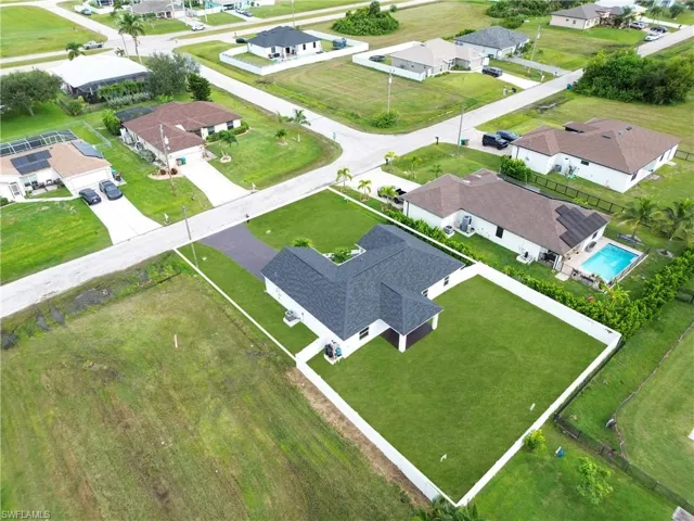 Aerial perspective of suburban area