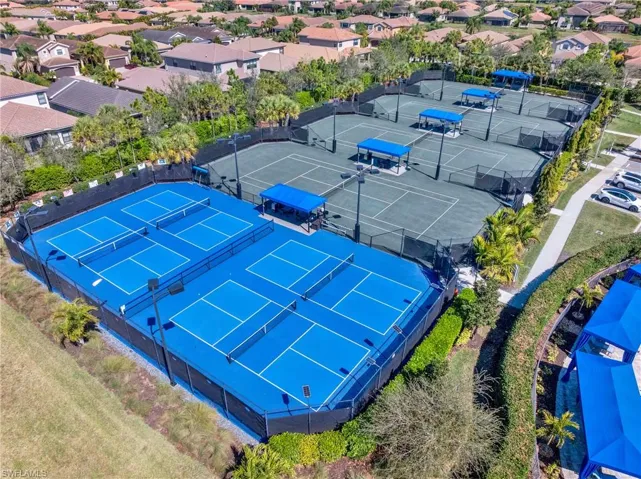 Aerial perspective of suburban area