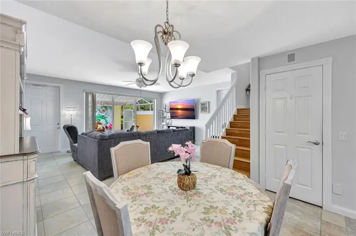 View of the living room from the dining room.