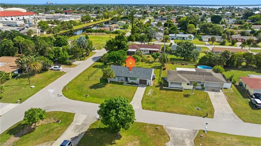 Aerial perspective of suburban area