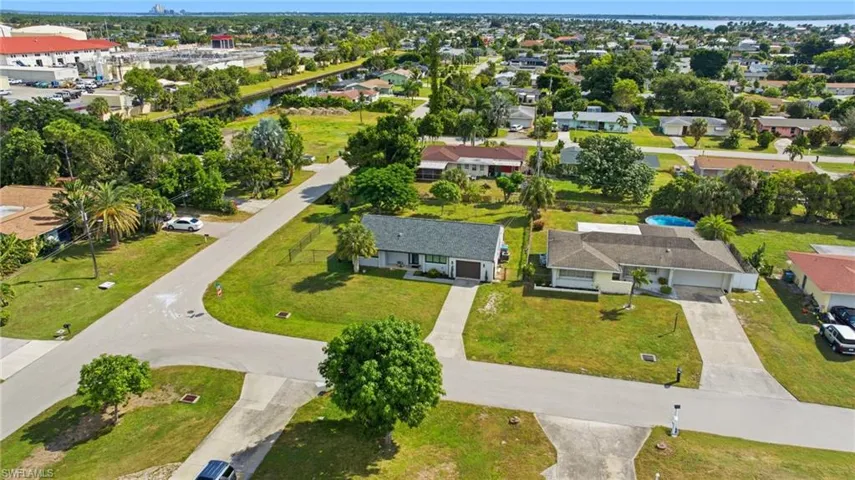 Aerial perspective of suburban area