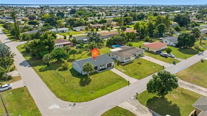 Aerial perspective of suburban area