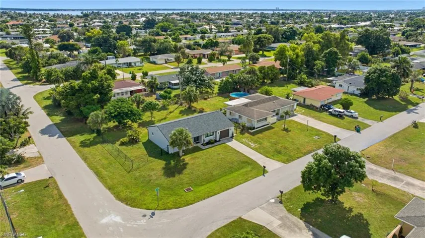 Aerial perspective of suburban area
