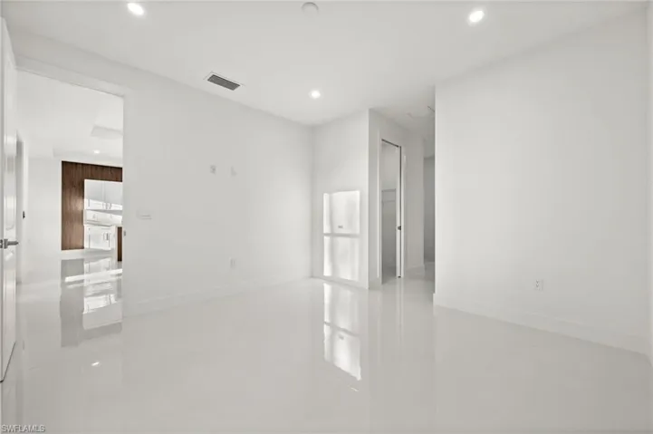 Empty room with recessed lighting