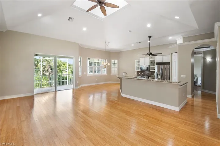 living room overlooking kitchen area