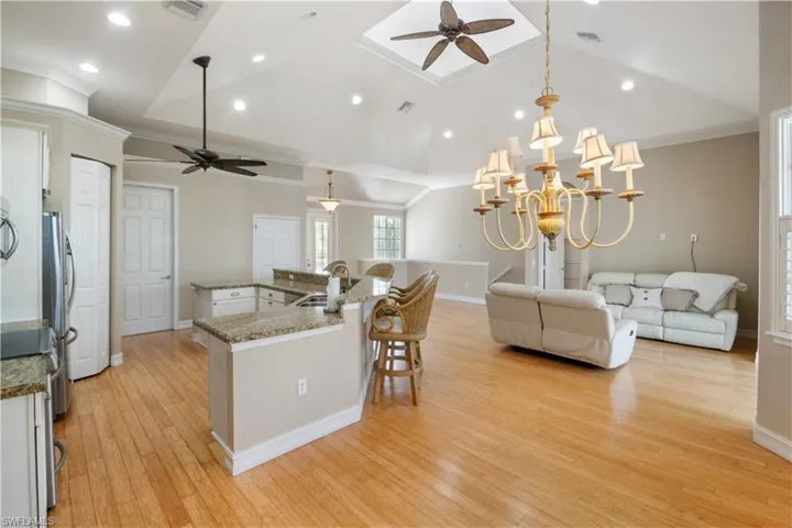 Kitchen overlooking living area