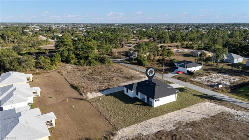 Aerial perspective of suburban area