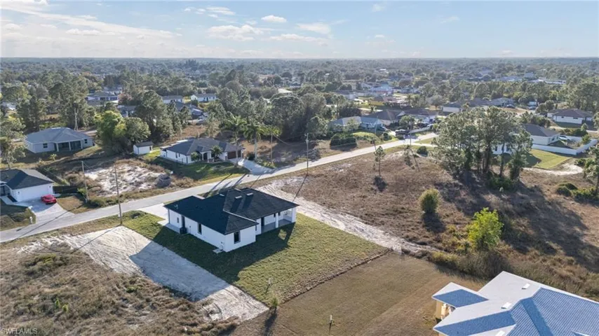 Aerial perspective of suburban area