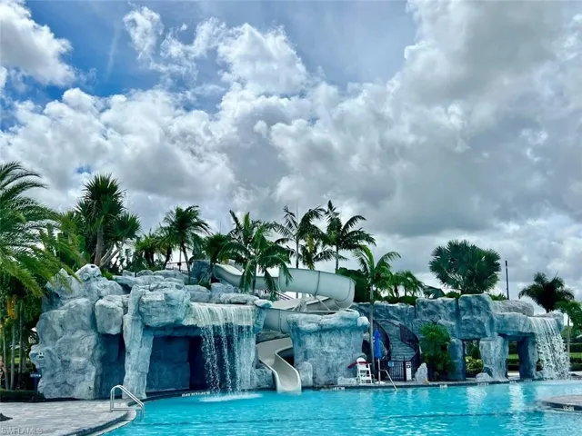 Resort Style Pool with Waterfalls and Water Slide