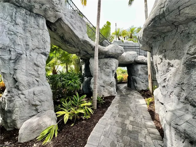 Beautiful landscaping and walking path.