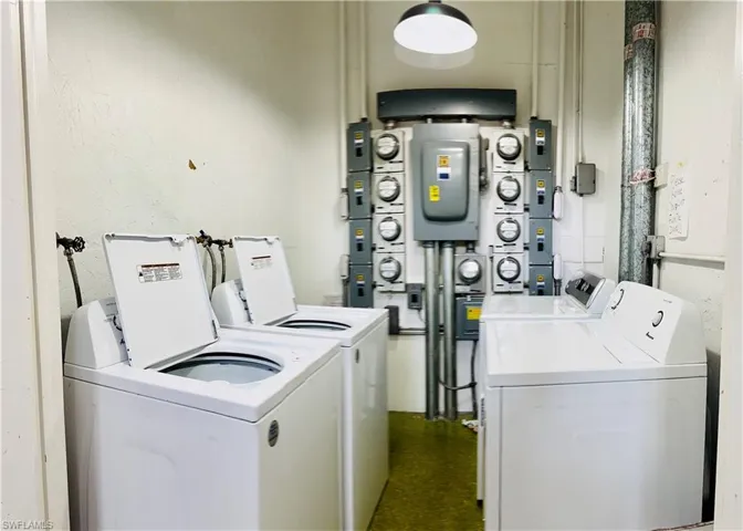 Community laundry near entrance. Water included