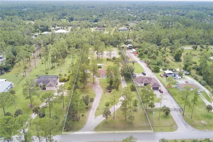 Aerial view of a heavily wooded area