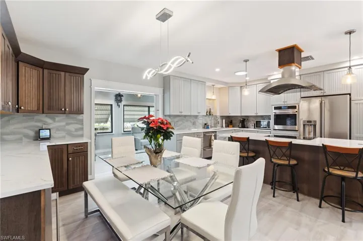 Dining area featuring sink