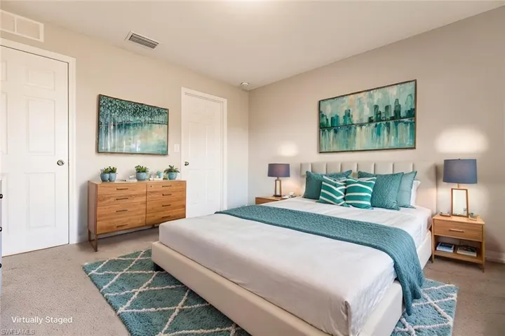 Bedroom with carpet flooring