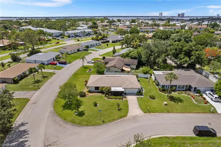 Aerial perspective of suburban area