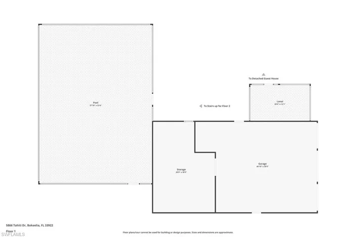 Garage, workshop, pool, and screen porch on Floor 1
