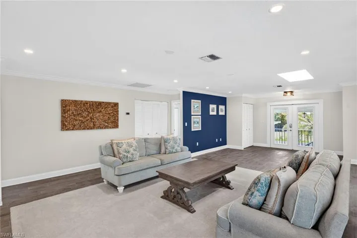Second double door entry could be turned into a 3rd bedroom for the main house with two closets.  Large laundry closet with folding table and shelving off living room in the back