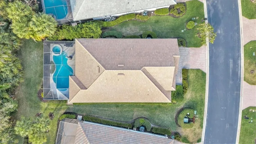Aerial view of a pool