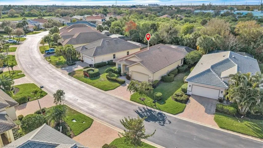 Aerial perspective of suburban area