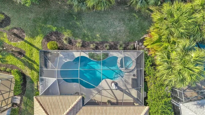 Aerial view of a pool