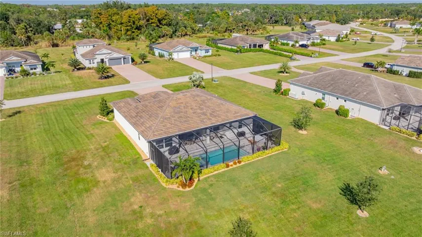 Aerial view of a pool