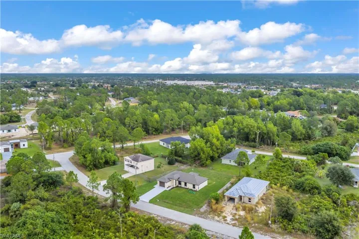 Aerial perspective of suburban area