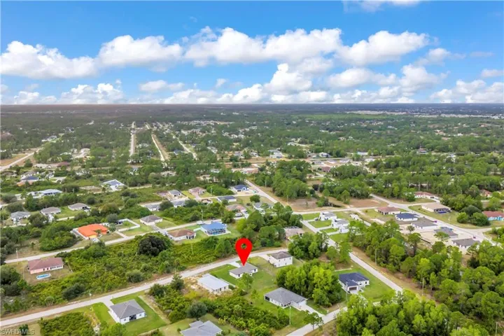 Aerial view of residential area