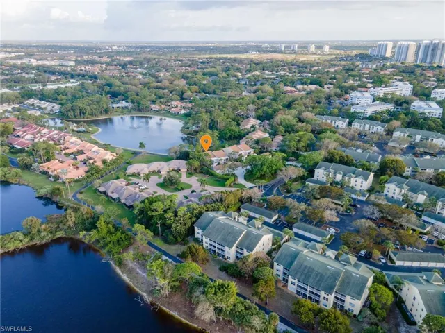 Aerial view of property's location within Bay Forest, looking southeast