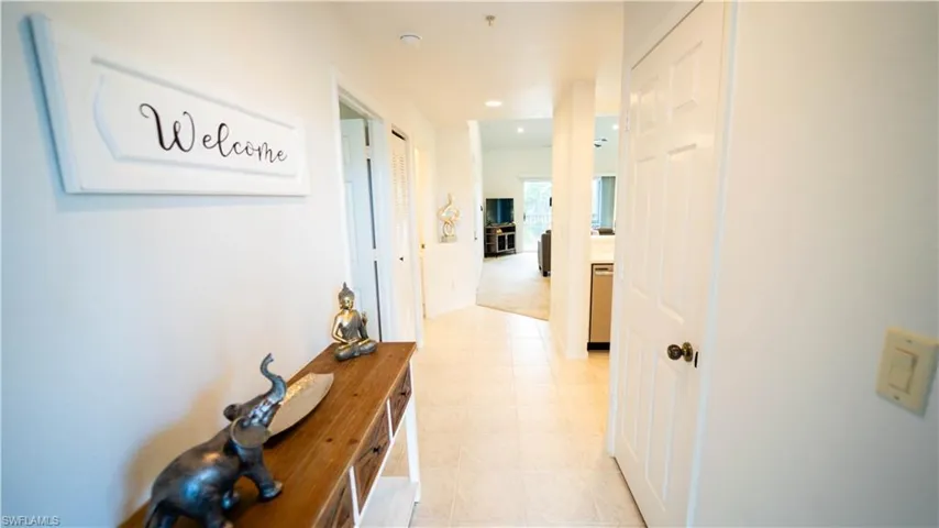 Hall with recessed lighting