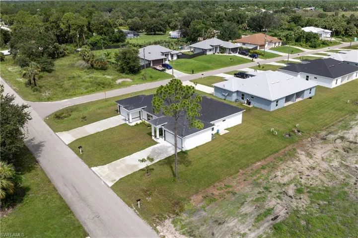 Aerial perspective of suburban area