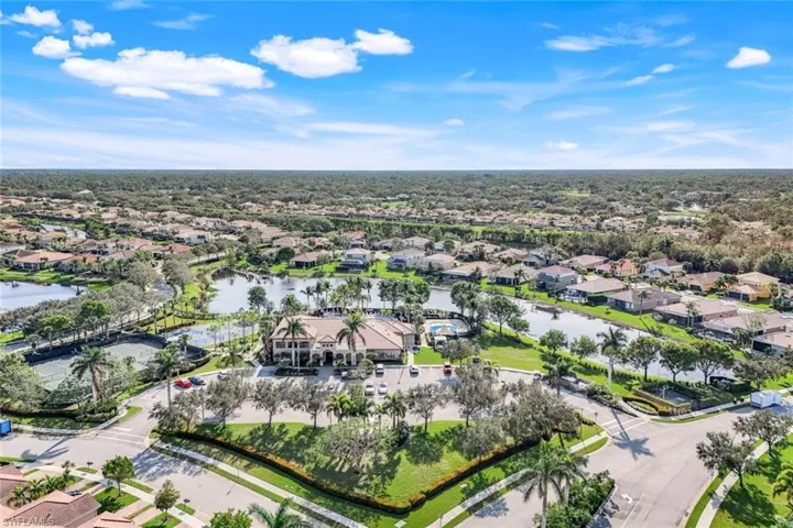 Drone view of Marbella Lakes Clubhouse.